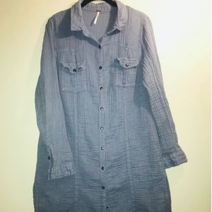 Free People Denim Shirt Dress Tunic Size Large